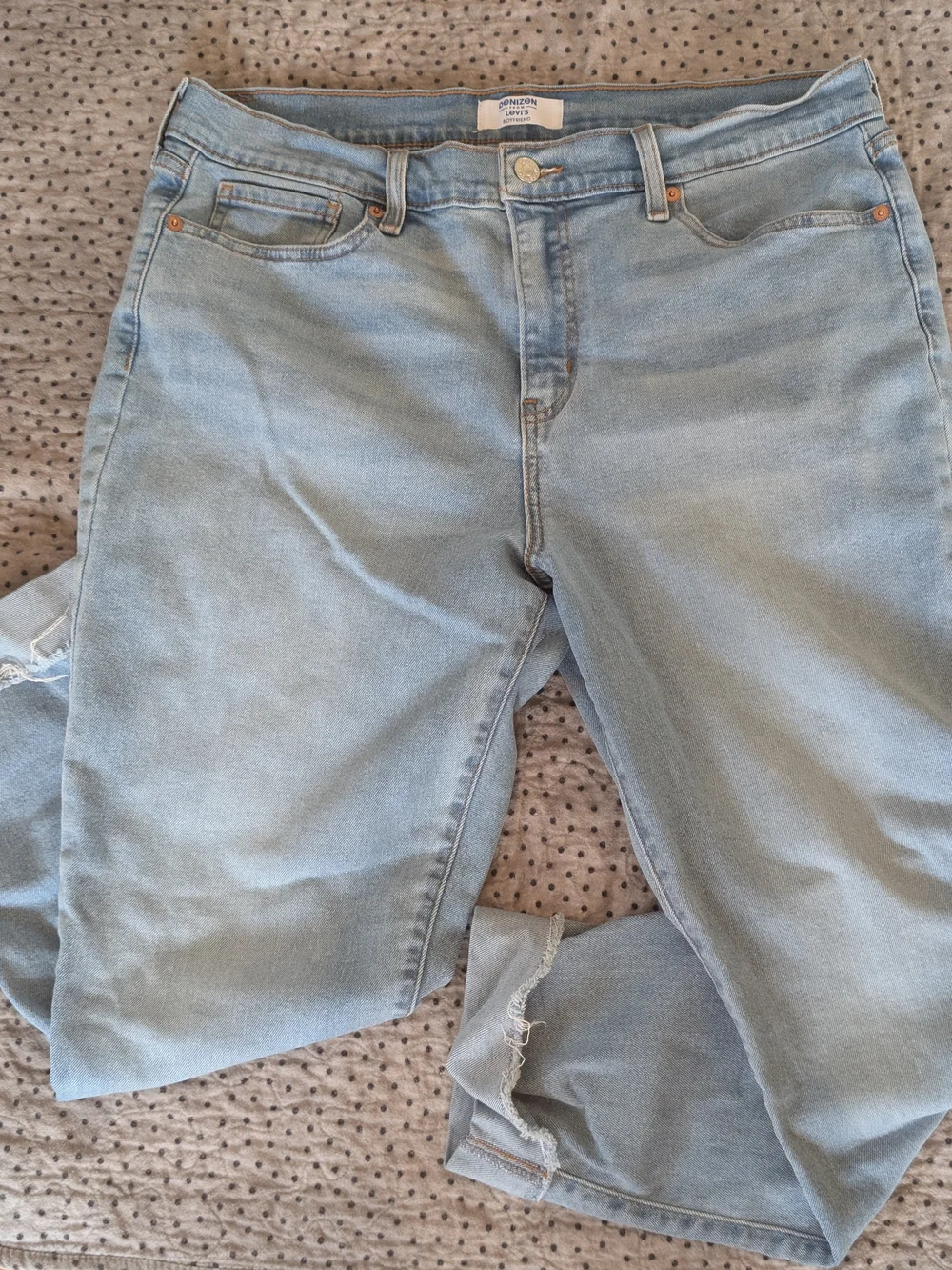 Denizen from Levi's Light Blue Distressed Cuffed Boyfriend Jeans 12